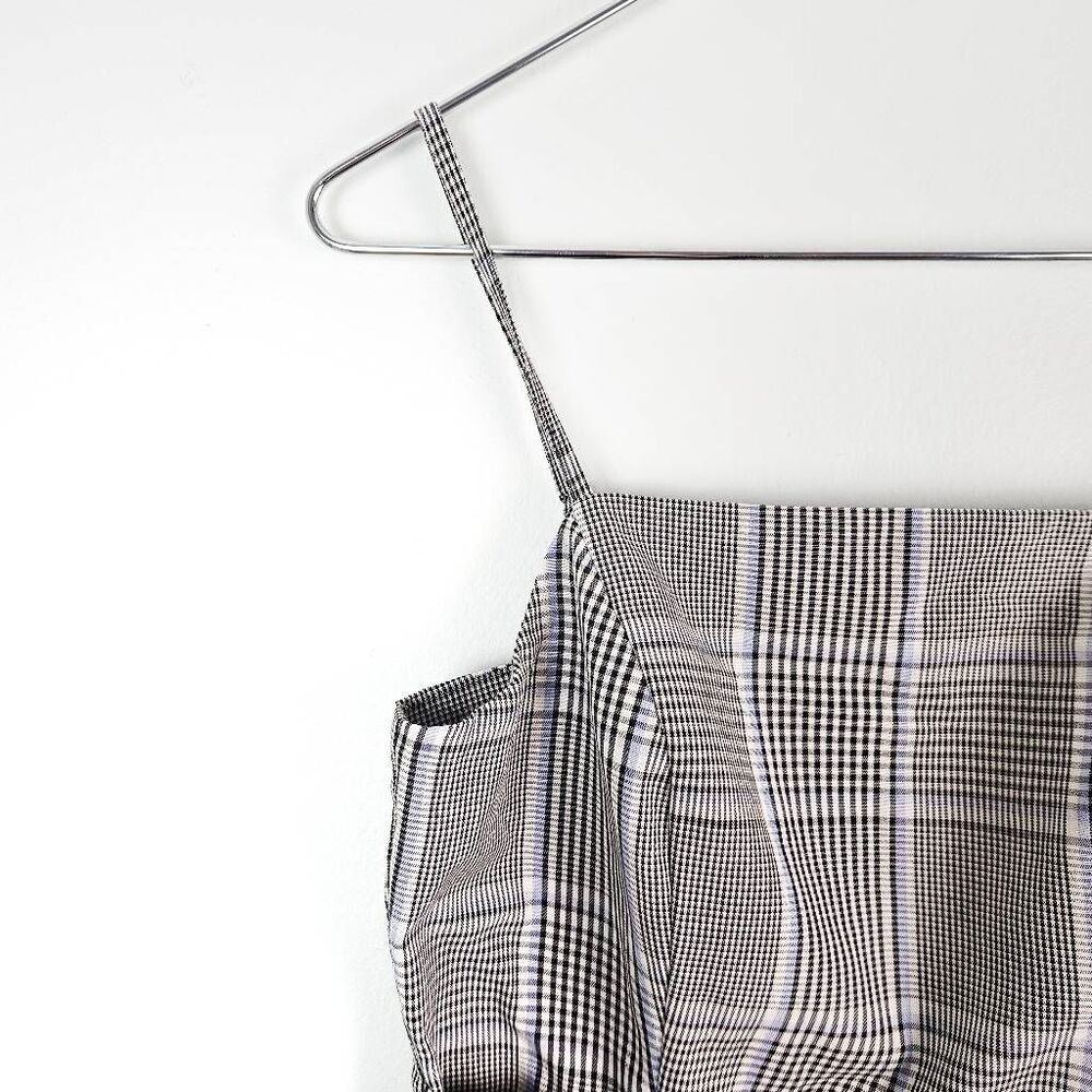 PRIMARK Gray Blue Plaid Tartan Buckled 90's Inspired Retro Mini Dress Size: 10 - Picture 2 of 9